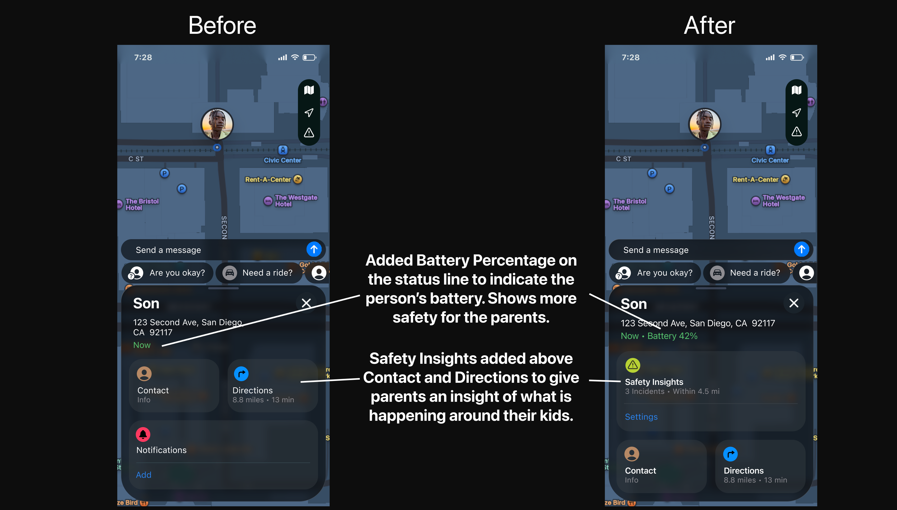 Screen 2 before and after comparison