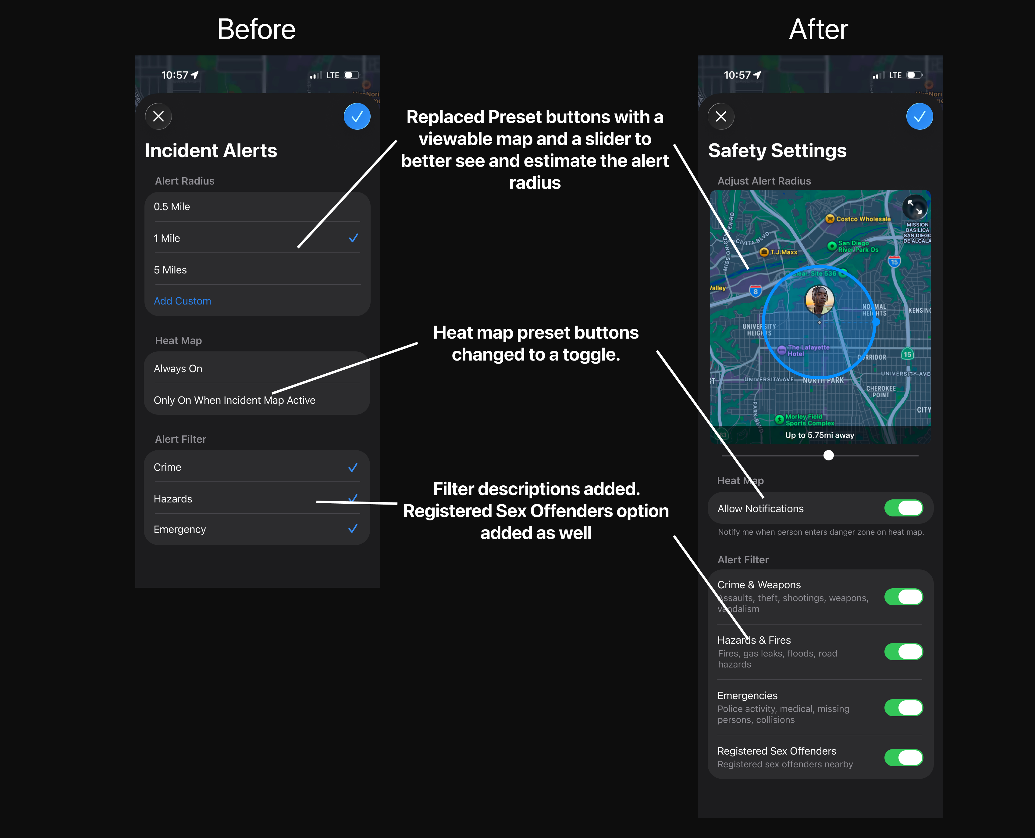 Screen 4 before and after comparison