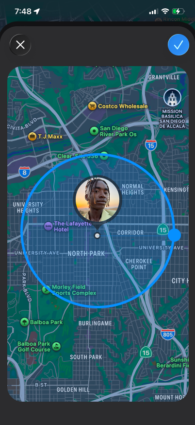 Radius preview on map